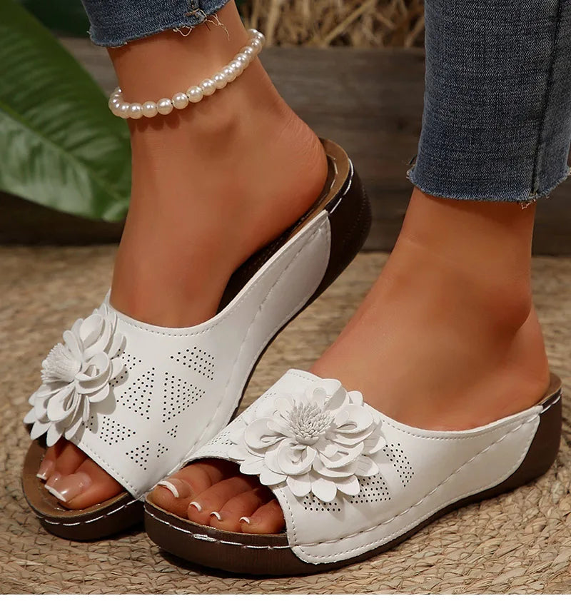 Women's Sandals Soft Heels Sandals Summer 2025 Casual Wedges Heeled Shoes Women Elegant Low Platform Slippers Sandalias Mujer