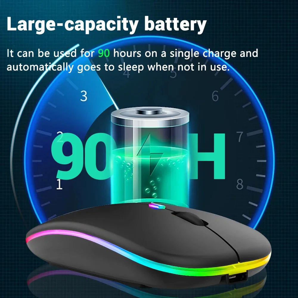 Dual-Mode-Wireless-Maus Bluetooth-kompatibel LED-Rechargeable Laptop-Maus Portable Computer-Mäuse für Laptop iPad Tablet