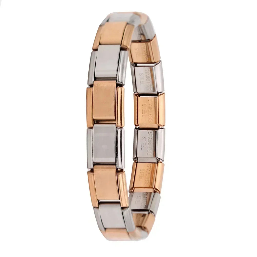 Hapiship Neue Damen Schmuck 9mm Breite Italienisch Elastisch Anhänger Armband Mode Edelstahl Armreif ST-