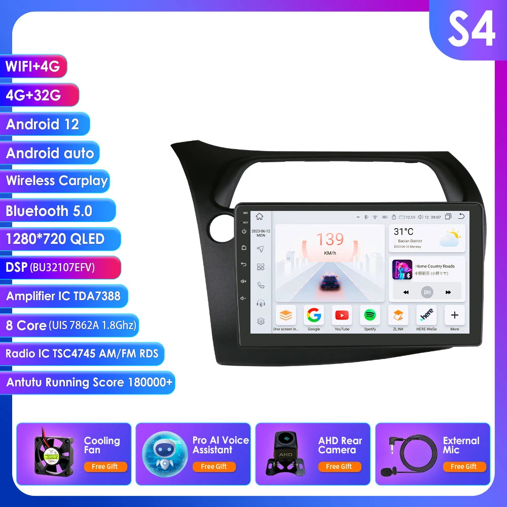 CarPlay Autoradio Multimedia Player für Honda Civic Hatchback