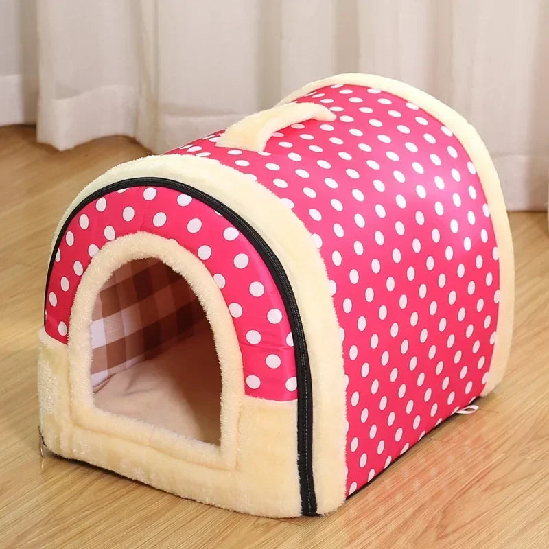 Winter Pet Cat Bed Foldable Dog House Dog Villa Sleep Kennel Removable Nest Warm Enclosed Cave Sofa Big Dog Kennel Pet Supplies