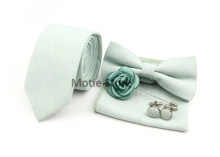 Set de accesorii bărbătești cu design nou, 27 de culori: batistă clasică din bumbac, butoni, papion pentru nuntă, petrecere, cadouri