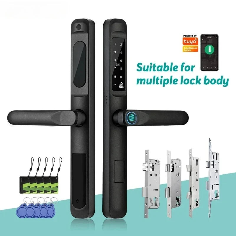92/85mm impermeabil în aer liber cu amprentă digitală TUYA WIFI APP RFID card cod cheie inteligent electronic ușă încuietoare aluminiu/sticlă glisantă