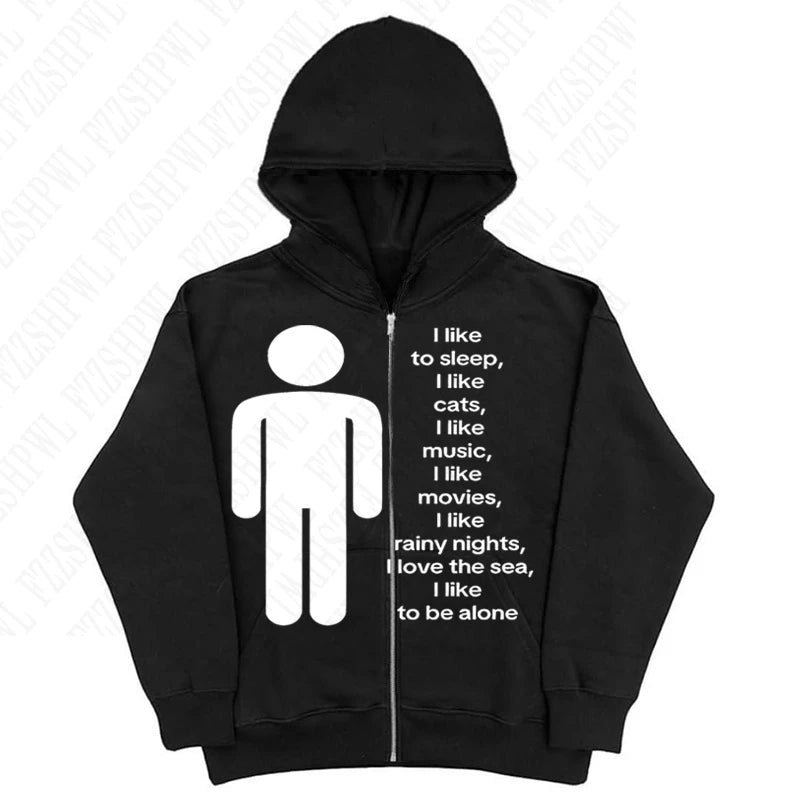 FZZSHPWLCN Harajuku Hoodie HipHop-Aufdruck - Größe XL Slim