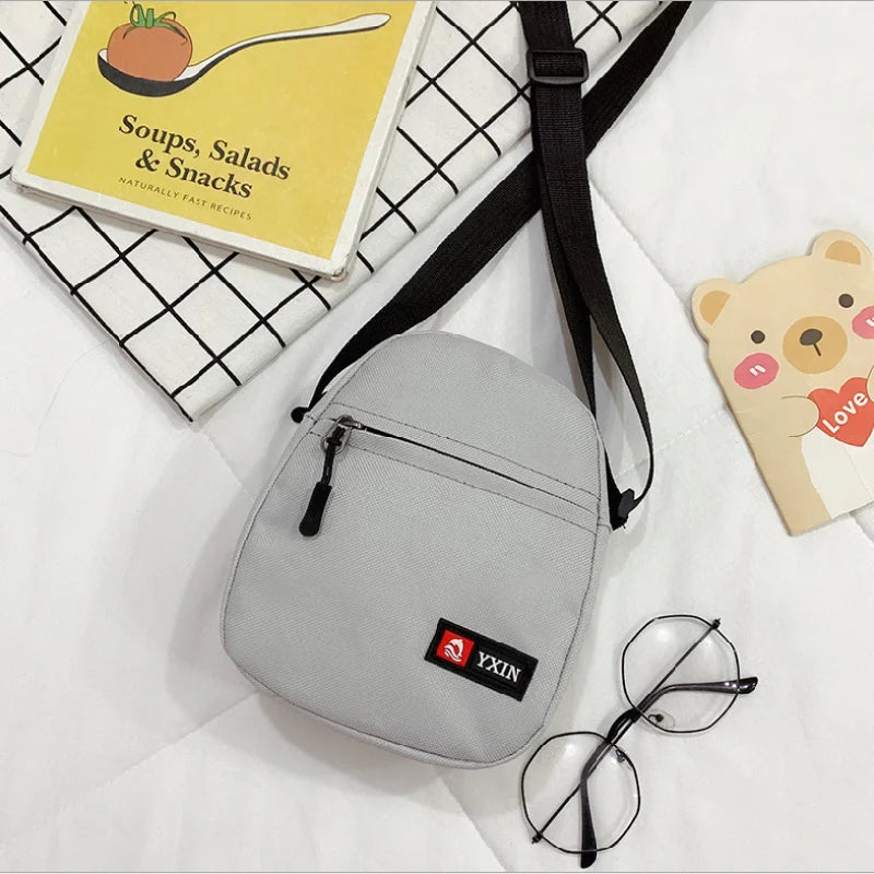 Female Crossbody Bag Ins Fashion Solid Color Zipper Mini Canvas Bag Vertical Square Messenger Waist Bags For Women Сумка Женская