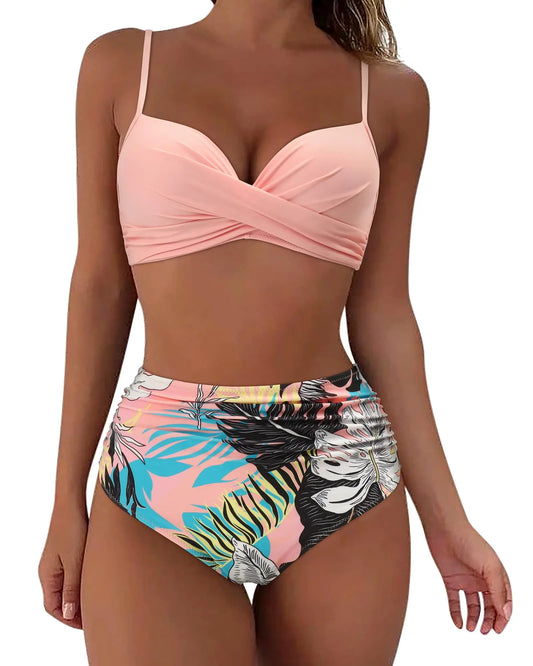Vintage High Waist Bikinis: Push Up Schwimmbekleidung Bedruckt - Frauen Schwimmanzug Damen Strandmode Sommer Bademode Retro-Charme