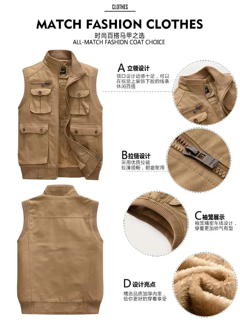 Winter Militär Weste Warm - Fleece Baumwolle M-XXL Herren