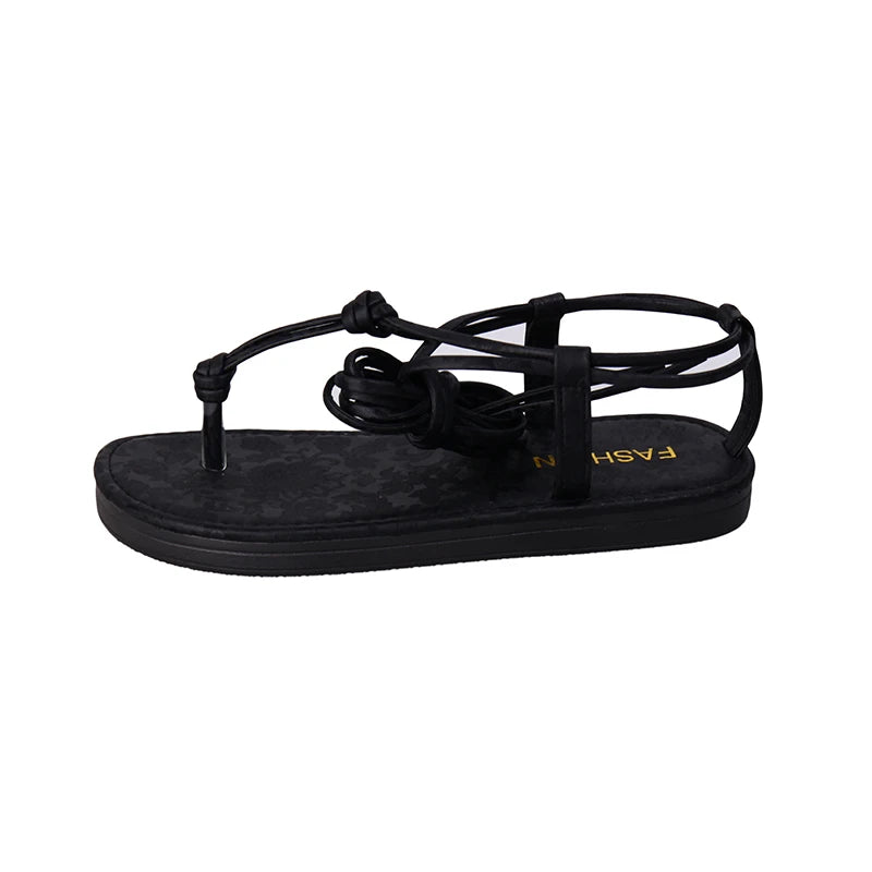 Sandalen 2025: FMZXG Flat Sandals Women's 2025 Summer Open-toe Leg Lace-up - Sandals Non-slip Casual Fashion Lace-up Roman Women's Shoes Large Size Collection