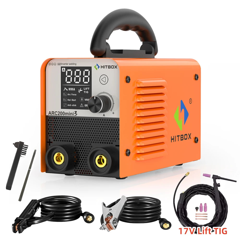 HITBOX Ultra-Mini Stick Welder MMA ARC/Lift Tig Welding Machine Hot Start Arc Force LED Digital IGBT Protable Home Welder Tool