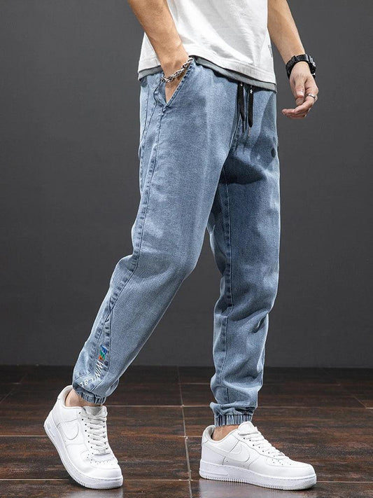 Spring Summer Black Blue Cargo Jeans Men Streetwear Denim Jogger Pants Men Baggy Harem Jean Trousers Plus Size - Golden Bridge Store