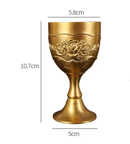 Carved Brass Wine Glass 6 Piece Set Golden Goblet Home Barware Liquor Glass Water Cup Metal Wine Cups Spirit Glass Crafts Gift