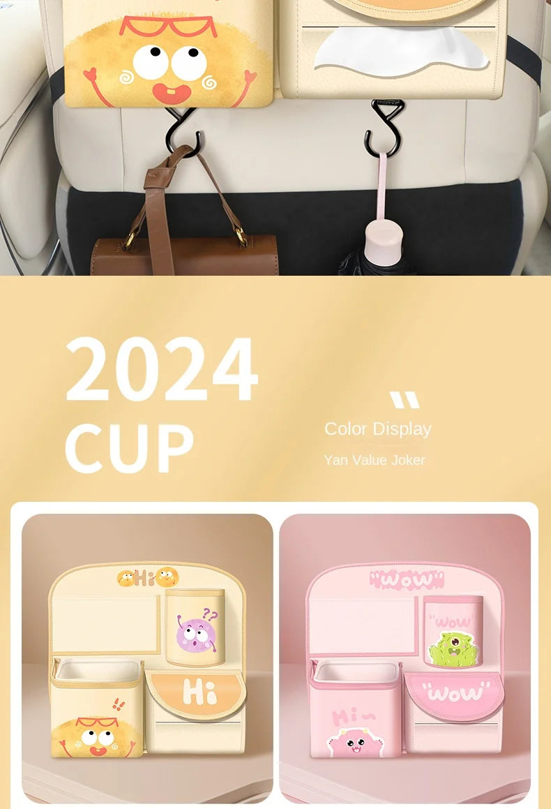 Car Storage Hanging Bag for Car Interior Multi-Functional Car Seat Back Organizer Rear Seat Tissue Box Trash Can Storage Box