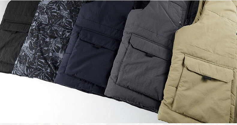 Männer Multi-Pocket Weste Warm - 6XL Fleece Dicke Kragenlos