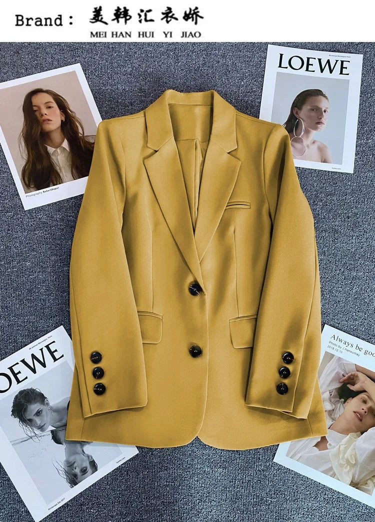 Elegant Office Lady Blazers for Women 2024 Fashion Long Sleeve Single Button Blazer Coats Female Top Suit Jackets Outerwears