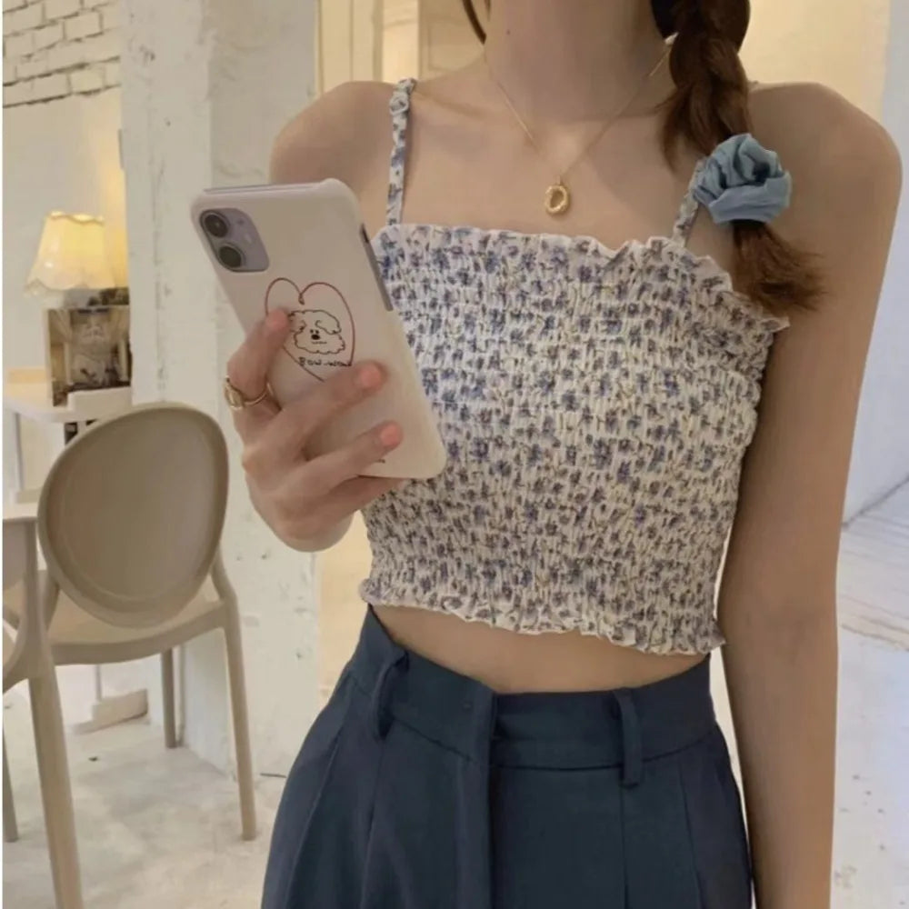 Maiou de damă 2025 - Camizolă din dantelă cu imprimeu floral și absorbante integrate pentru sutien