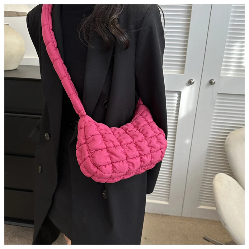 Quilted Padded Crossbody Bag for Women Pleated Bubbles Cloud Shoulder Bags Large Tote Bucket Designer Bag Ruched Handbags 2024