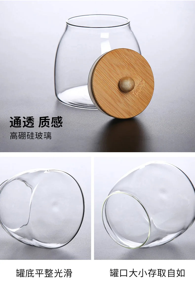Spherical Glass Food Storage Container with Cork Lids Large Capacity Sealed Glass Bottles Pot Jar for Kitchen Organizer tools