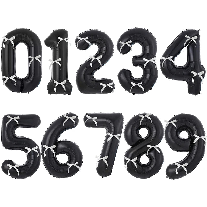 Choice 32 Zoll Folienballon Zahl - Schwarz 0-9 3 Schleifen