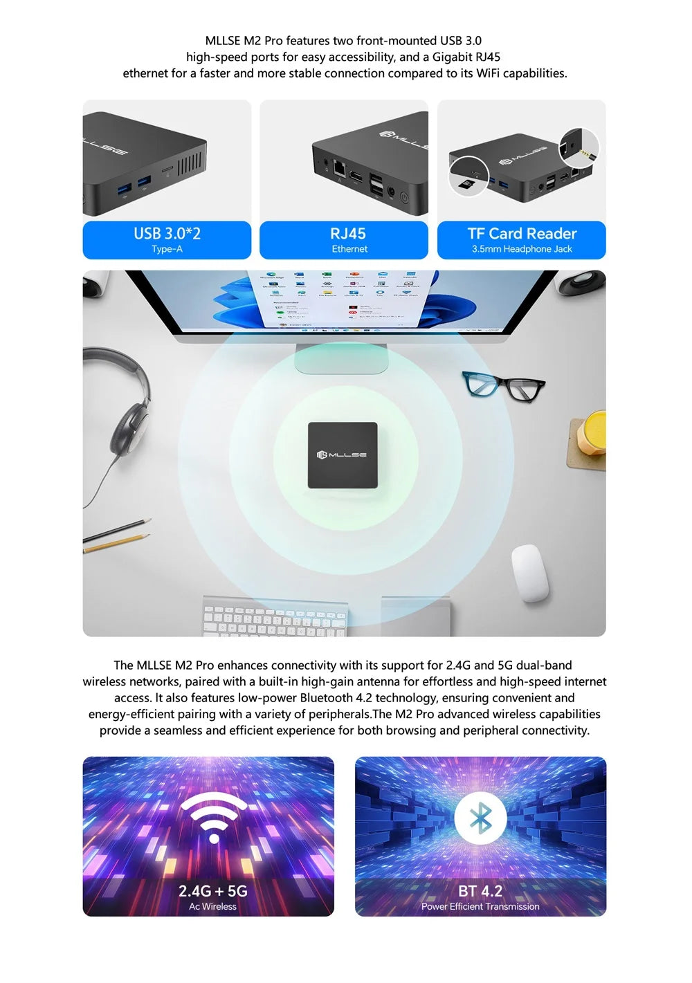 Mini PC compact MLLSE M2 Air - 128 GB ROM, N4000, 6 GB RAM