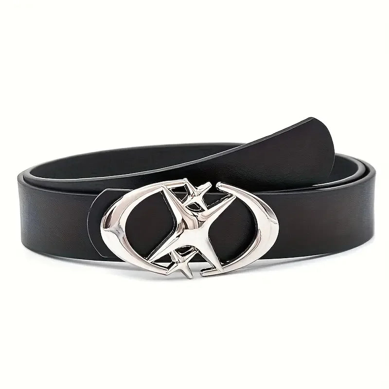 Stylish Oval Cross Metal Buckle Belt - Durable, Simple, and Universally Compatible - Unisex Gift Idea for Men and Women