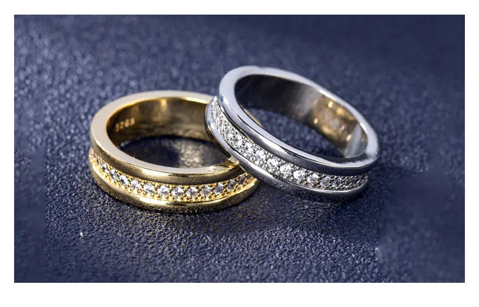 ZDADAN 925 Sterling Silver Double Layer Zircon Finger Ring For Women Girls Party Jewelry Gift