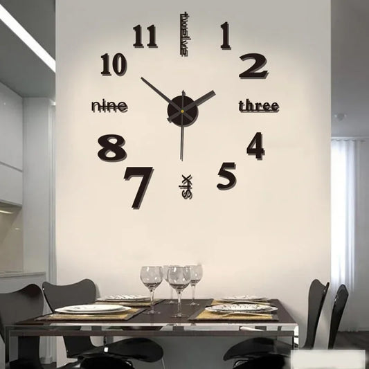 No Punch Creative Diy Clock 3d Wall Decal Decorative Clock Simple Modern Design Digital Diy Clock Diy Mute Wall Clock