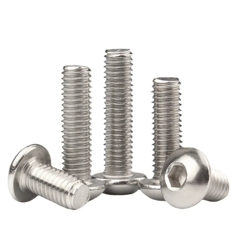 M2 M2.5 M3 M4 M5 M6 M8 M10 A2-70 304 Stainless SteelHexagon Hex Socket Head Button Allen Bolt Screw L=3 to 100mm ISO7380