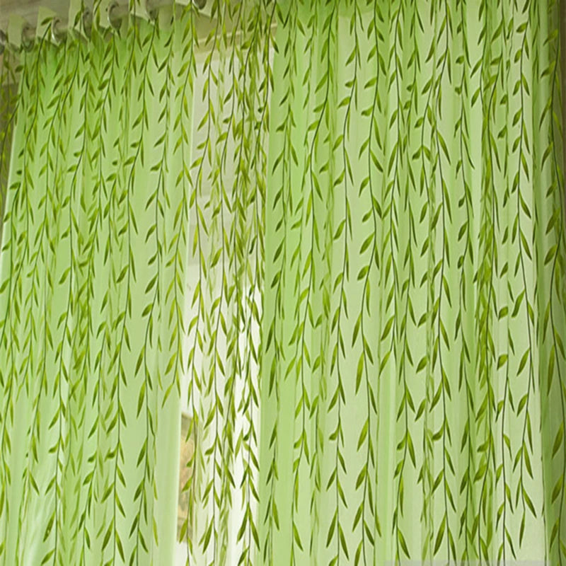 Elegant Modern Tulle Curtains For Living Room Bedroom Kitchen Green Leaf Sheer Curtains For Window Tulle Curtains Drapes