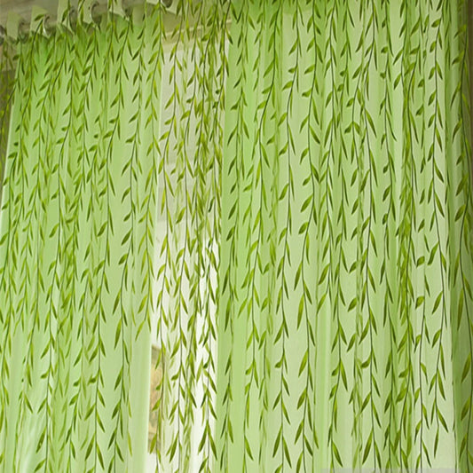 Elegant Modern Tulle Curtains For Living Room Bedroom Kitchen Green Leaf Sheer Curtains For Window Tulle Curtains Drapes