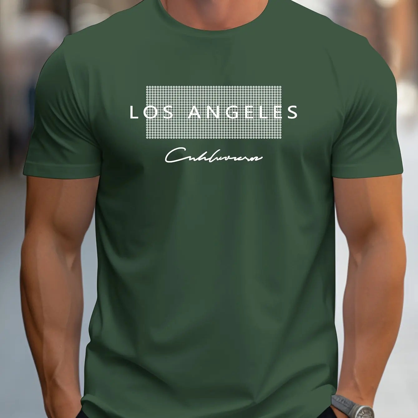 Herren T-Shirt 2025 - 100% Cotton Summer Loose Fit Los Angeles Graphic Printed Casual Sports