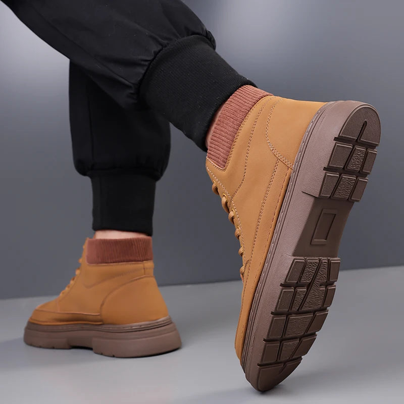 YEISNDOOCN Hochwertige Leder Stiefel - Größe EU 41-46 Schnürung