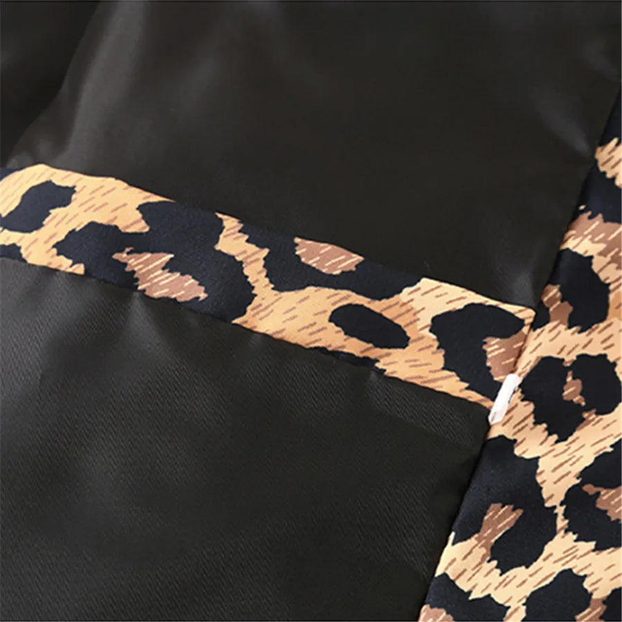 Hebei Leopardendruck Weste - Kapuze Abnehmbar Reißverschluss Baumwollgefüttert Reguläre Passform