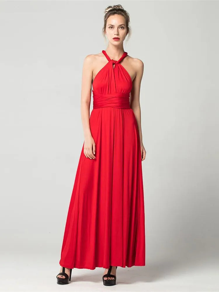 Rochie lungă elegantă de club, stil boho, rochie roșie de bandaj, pentru petrecere, cu mai multe variante, convertibilă, infinit, rochie lungă pentru femeie
