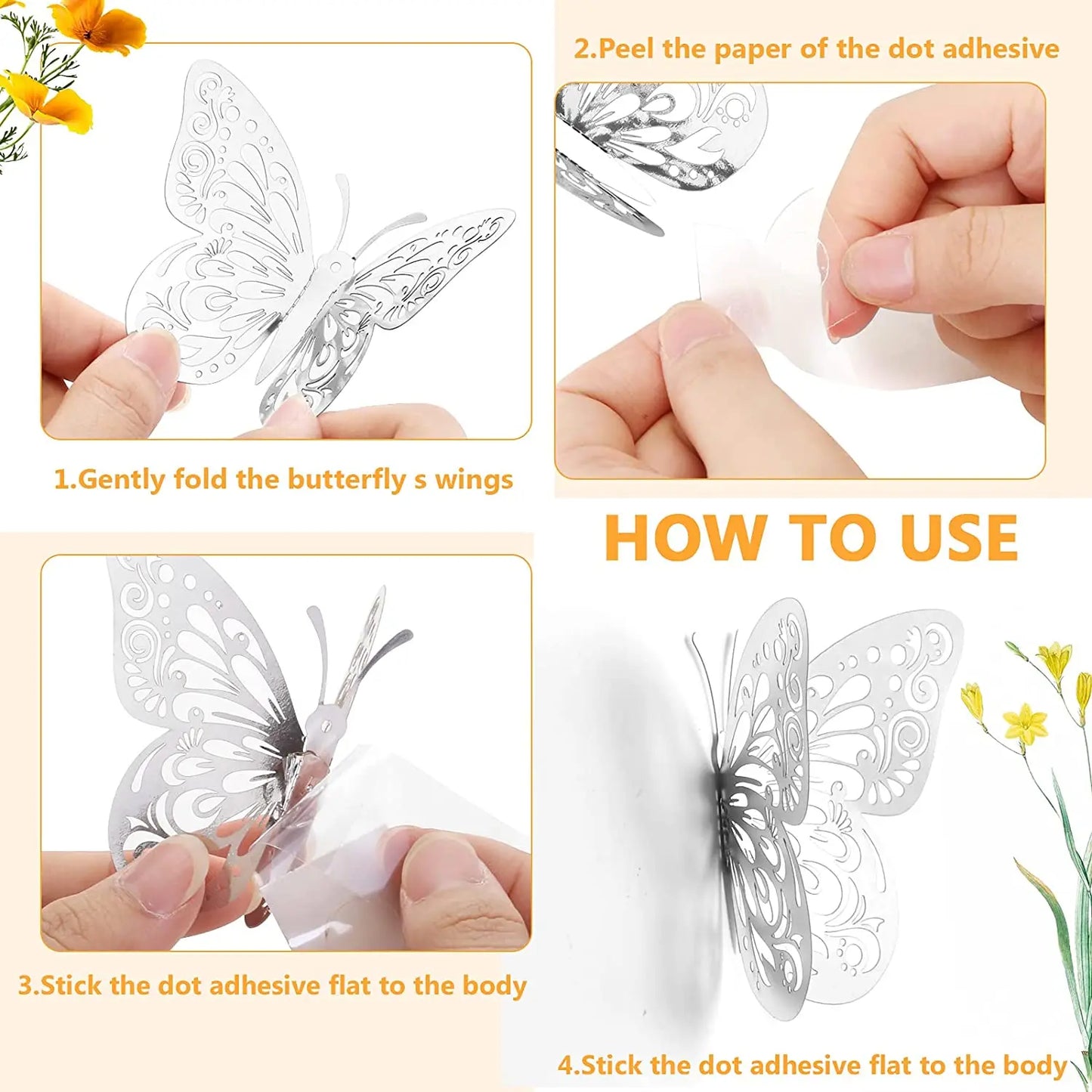 Wandsticker 2025: 12Pcs 3D-Luminous Butterfly - Creative Wall Art Collection