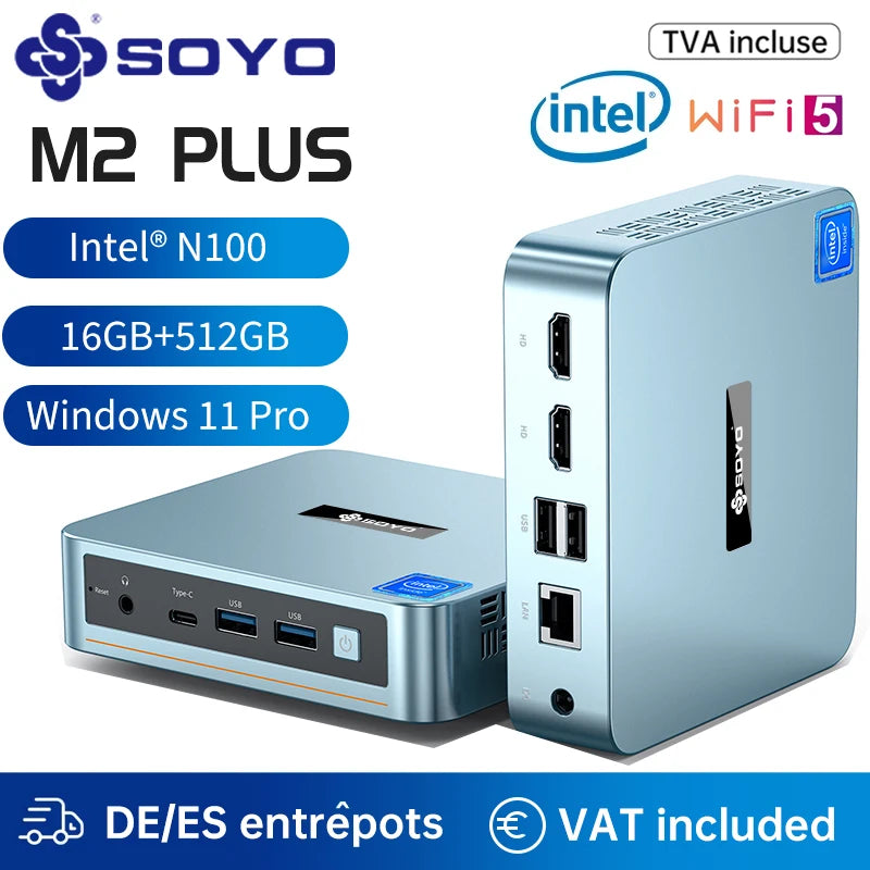 SOYO M2 Plus V1 Intel N100 - 16 GB, 3,4 GHz, Compact