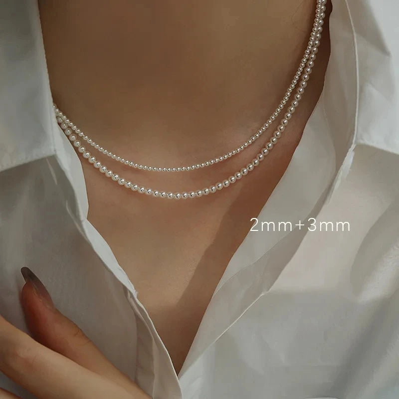 Perlen Halskette 2025 - 2/3MM Exquisite Pearl Jewelry Choker Party Gift