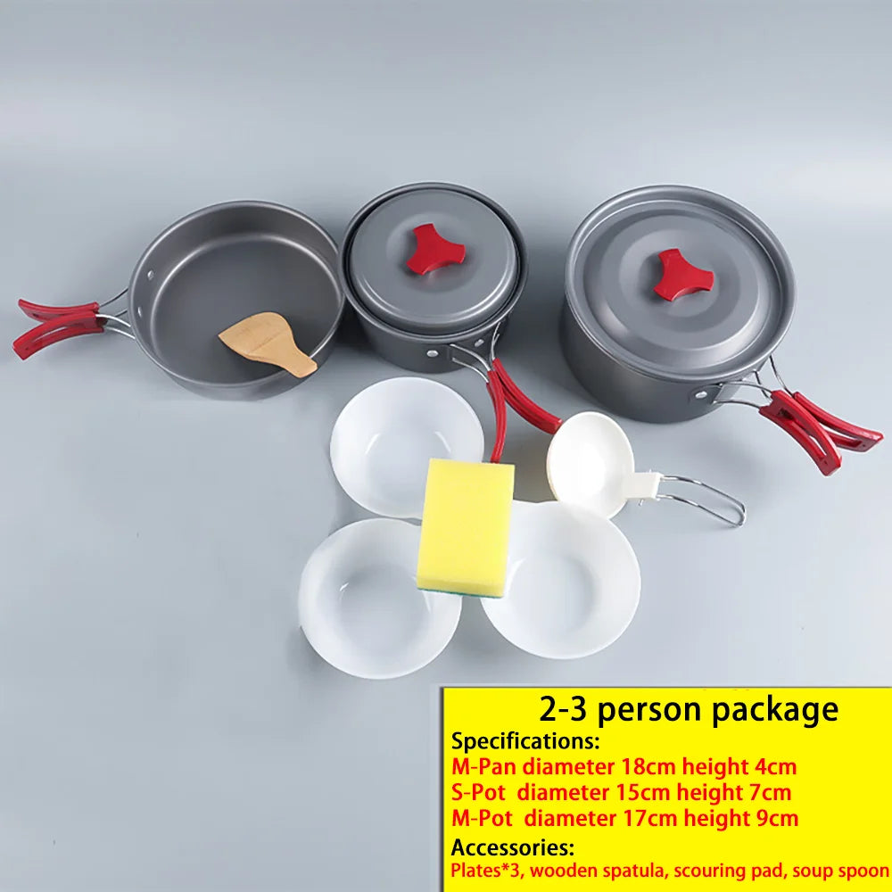 Outdoor camping cookware folding outdoor non stick pot boiling water outdoor set pot portable camping cookware tableware