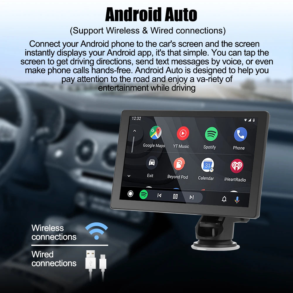 Autoradio 2025: Universal 9" Kabelloses Apple CarPlay Android Auto Bluetooth GPS FM AUX Multimedia-System