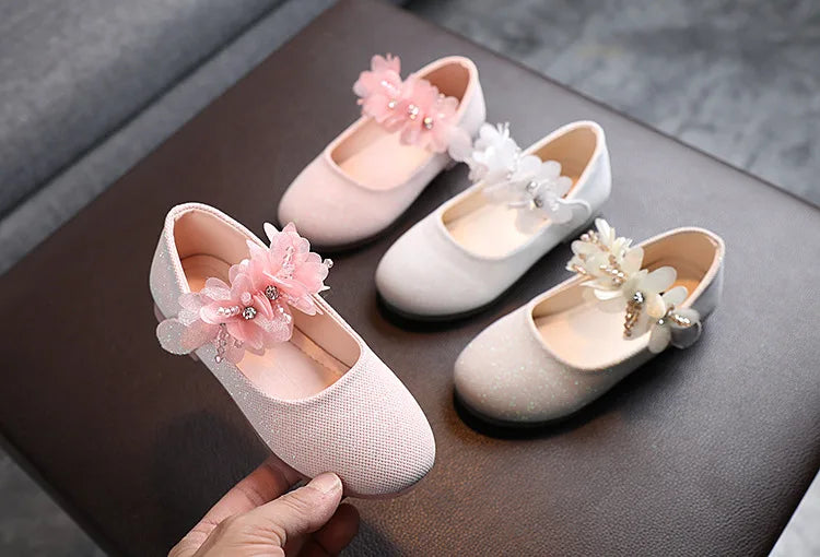 Mädchen Schuhe 2025 - Blumen Mary Jane Kristall Weiche Prinzessin Ballet Flats - Kleine Mädchen 1-7J Baby Hochzeit Party Leder Schuhe