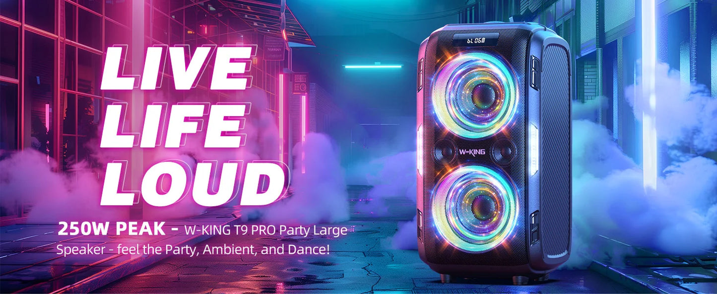 Party-Lautsprecher 2025: W-KING 250W PEAK Bluetooth - 120dB Massive Bass V5.3 Boombox Wireless Collection