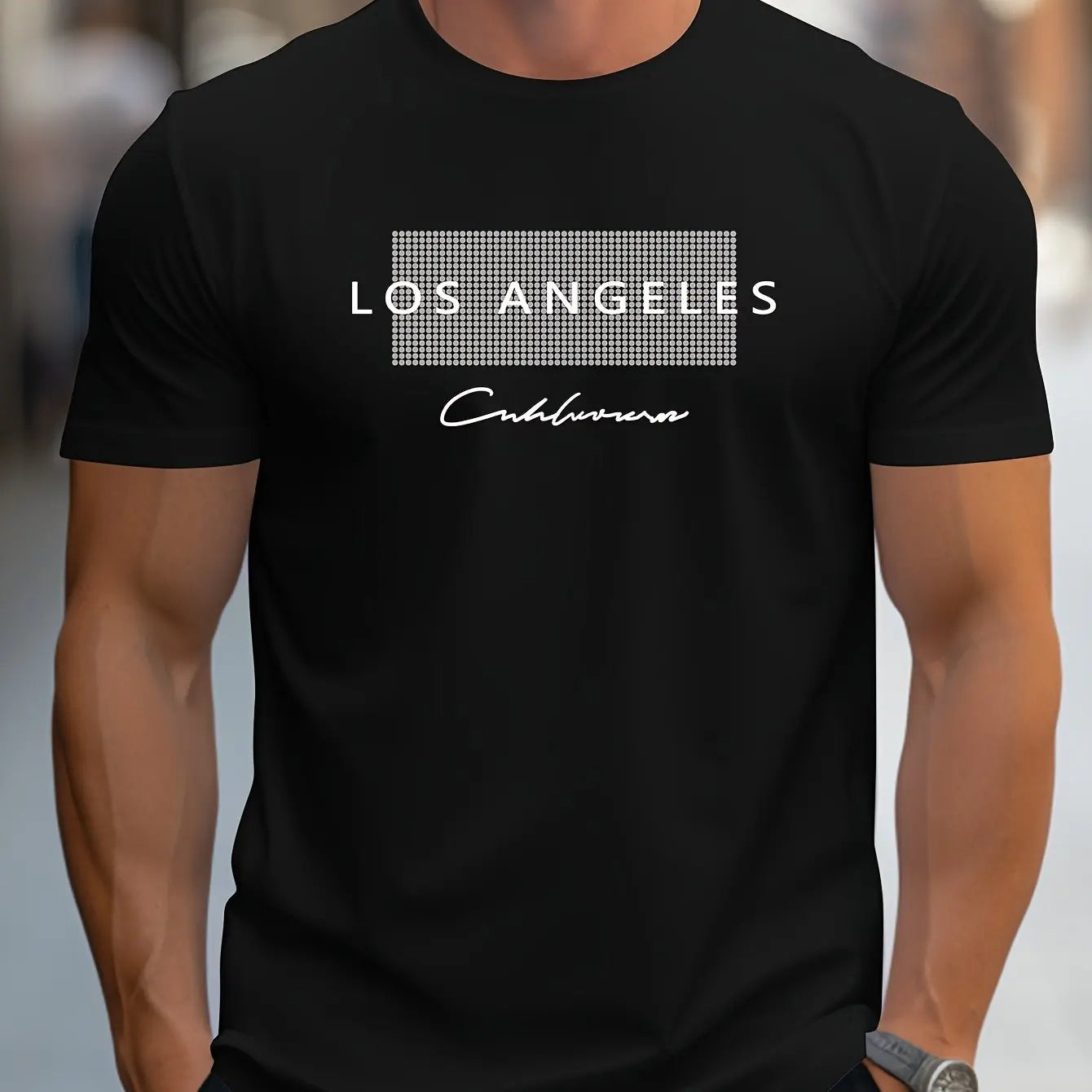Herren T-Shirt 2025 - 100% Cotton Summer Loose Fit Los Angeles Graphic Printed Casual Sports