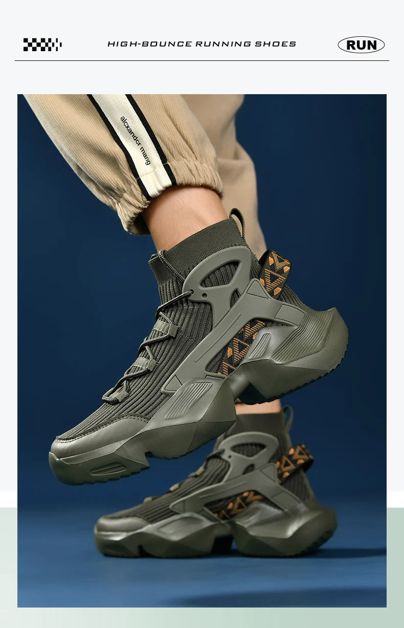 Fashion Men's Sneakers High Street Luxury Shoes Men Sock-like Comfy Sports Shoes Breathable Lightweight All-match Walking Shoes