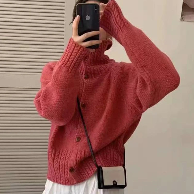 Cardigan coreean Luna - Bumbac, Mărimi S-XL, Lung