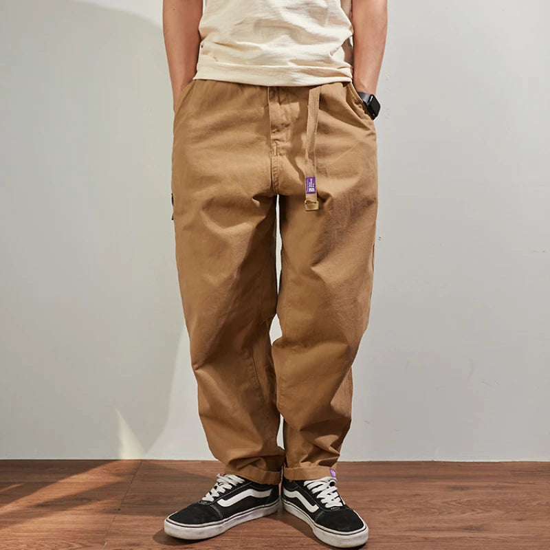 Baggy, verjüngte Casual-Hose aus Baumwolle für Herbst und Winter, Männer-Overalls