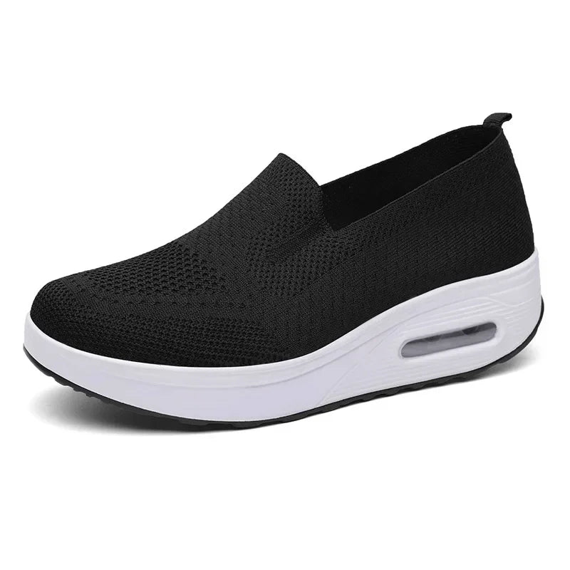 Women Fashion Vulcanized Sneakers Spring Platform Solid Color Flat Ladies Shoes Casual Breathable Wedges Ladies Walking Sneakers