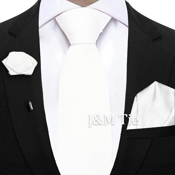 Simplicity Mens Ties Solid NeckTie Pocket Square Floral Brooch Set Men's Wedding Tie Suit Accessories Fit Group Holiday Party
