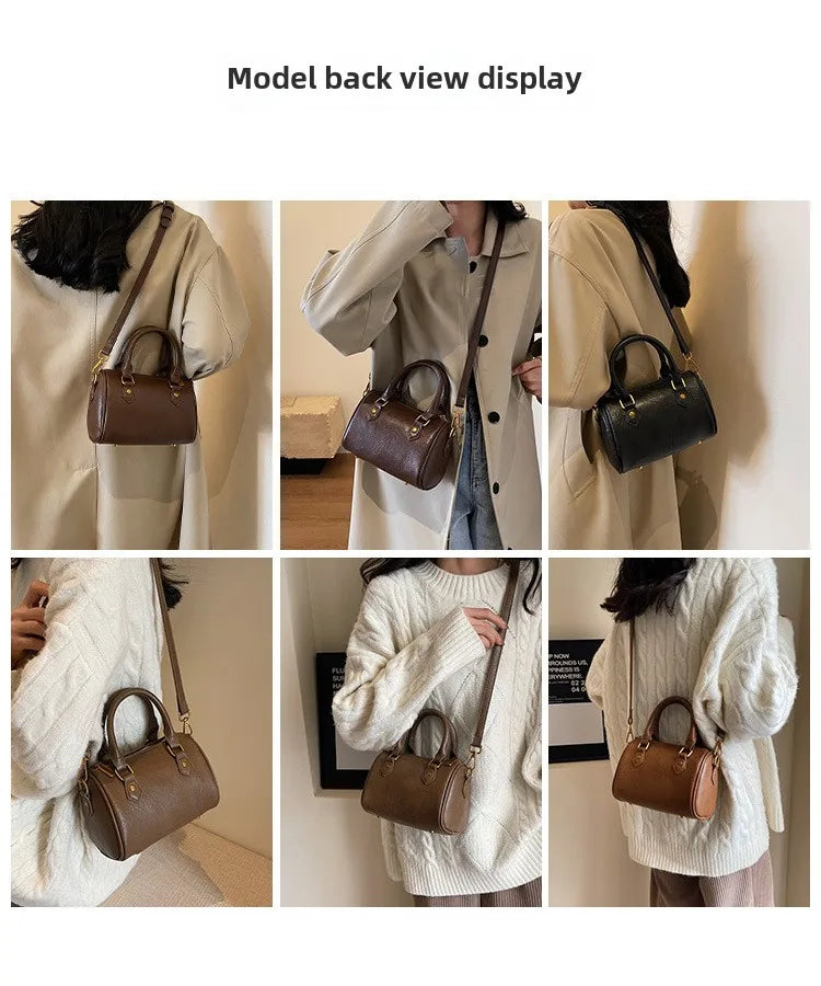 Women Vintage Boston Bag Casual Fashion Crossbody Women's British Style Top-Handle Simple Female Shoulder Bag for Girl