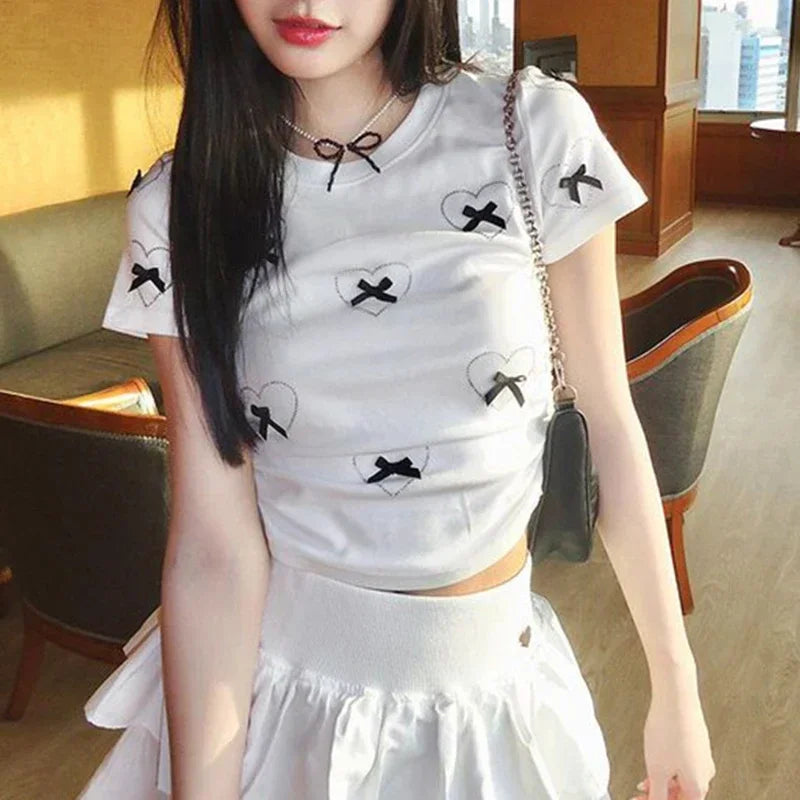 Tees T Shirt Clothes For Women Clothing Japanese 2000s style Y2K T-Shirts Friends Crop Tops Cutecore Women Blusas Ropa Camisetas