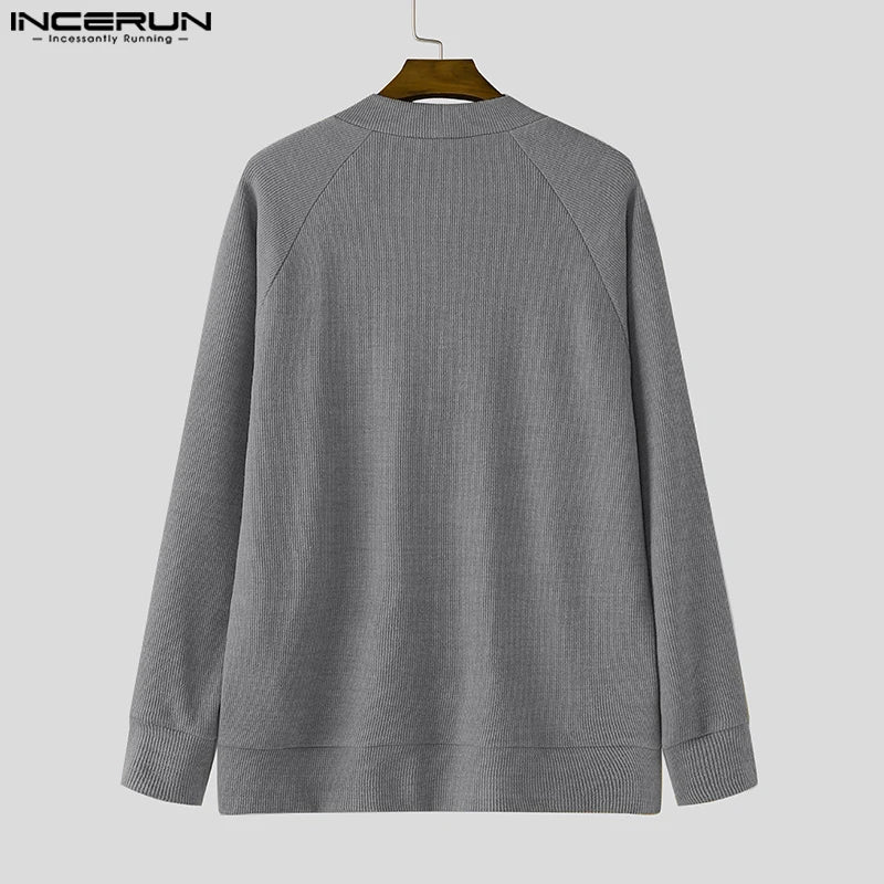 INCERUN Männer Strickjacke V-Ausschnitt - S-5XL Polyester