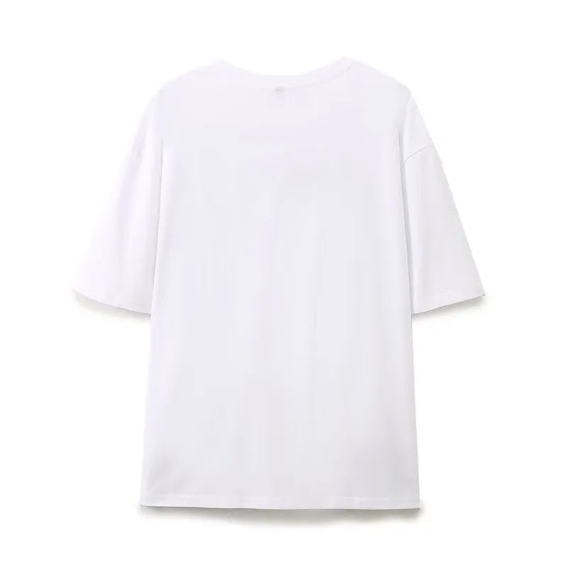 Print T-Shirts Woman Summer 2024 Short Sleeve Top Y2k Basics Letter Tops O-Neck Women Tops Women's Graphic T-shirt